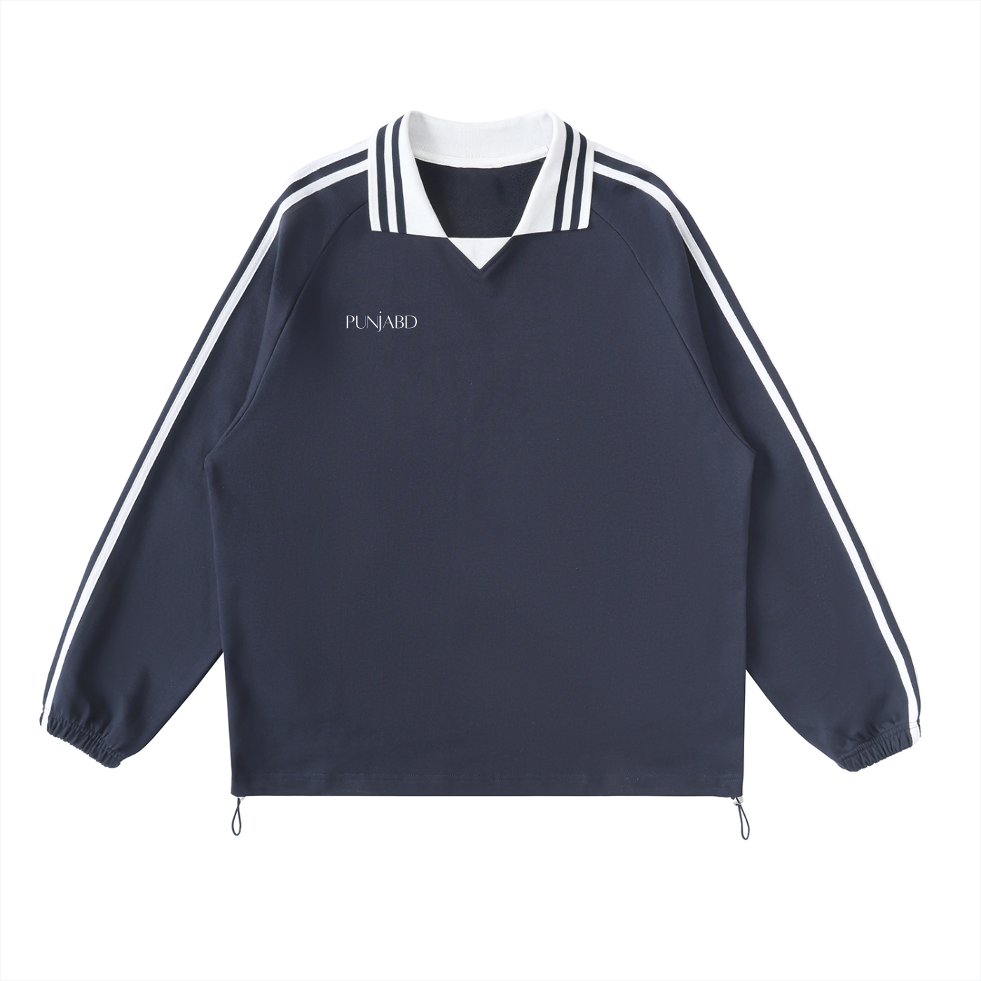Striped Lapel Collar Sweatshirt (SIZE UP)