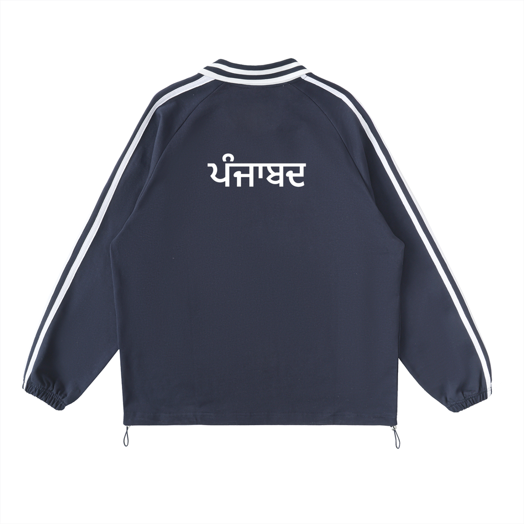 Striped Lapel Collar Sweatshirt (SIZE UP)