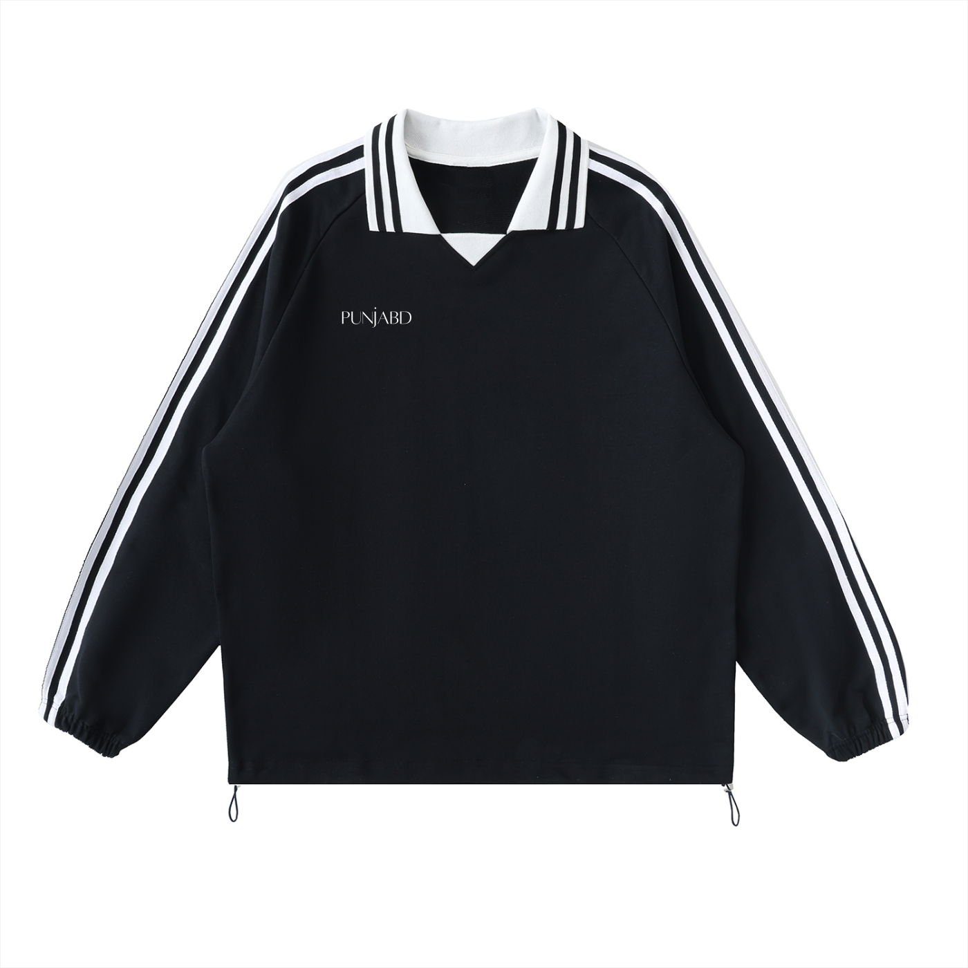 Striped Lapel Collar Sweatshirt (SIZE UP)