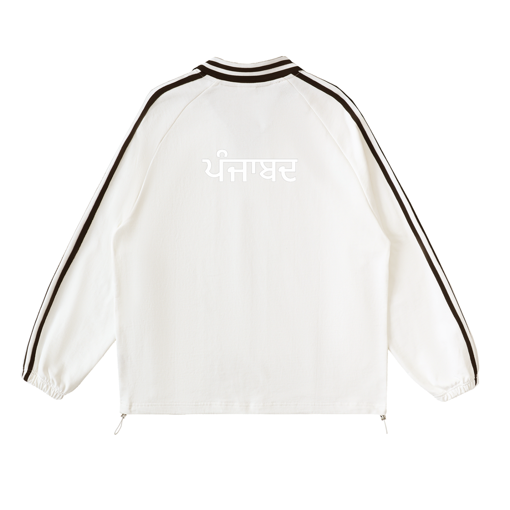 Striped Lapel Collar Sweatshirt (SIZE UP)