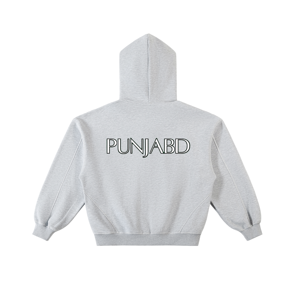 Contrast-Stitched Boxy Fleece Zip Hoodie (SIZE UP)