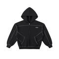 Contrast-Stitched Boxy Fleece Zip Hoodie (SIZE UP)