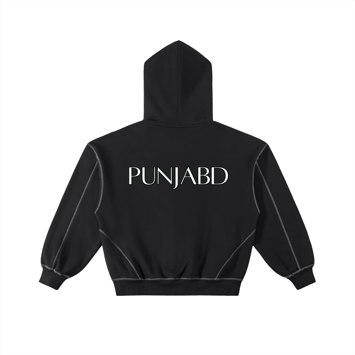 Contrast-Stitched Boxy Fleece Zip Hoodie (SIZE UP)